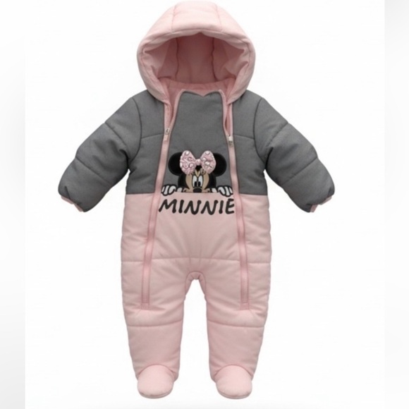 Disney Other - Disney Minnie Mouse Pink and Gray Footie